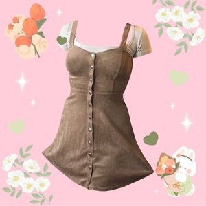 Tan suede snap dress
